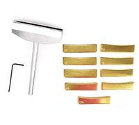 Jiayouy Luthier Tools Set Guitar Bass Fret Press Caul Fingerboard Pressing Tool + 9Pcs Brass Radian Fret Inserts with Hex Wrench - Silver