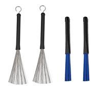 Jiayouy Retractable Drum Brushes Set 1 Pair Drum Wire Brushes and 1 Pair Nylon Brushes set for Cajon Jazz Acoustic Drummer Playing Music Lover