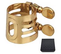 Jiayouy Tenor Saxophone Ligature, Gold Plated Brass, Universal Compatibility, Adjustable Screws, B Flat, 1pc
