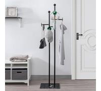 JIAYUEJU Metal Coat Rack Freestanding Clothes Rack with Square Marble Base & Acrylic Hooks Hanging Clothes Rack for Entryway Bedroom Living Room Hotel 14.96 x 10.24 x 68.9 Inches (Black)