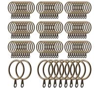 JIAYUET 100 Pack 30mm Antique Brass Curtain Rings,Bronze Iron Curtain Hoops for Shower Rods, Decorative Drapery Hardware