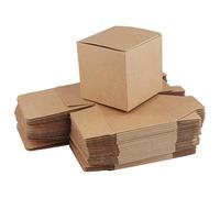 JIAYUET 100PCS Small Brown Paper Gift Boxes, 8 x 8 x 8cm Kraft Square Present Boxes with Lids for Wedding Birthday Packaging