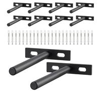 JIAYUET 10Pack 5 Inch Floating Shelf Brackets, Black Hidden Invisible Shelf Support for Concealed Wood Shelves Wall Mounted, 70x14x121mm