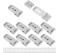 JIAYUET 10pcs Door Padlock Hasp, 3 Inch Hasp and Staple, Heavy Duty Stainless Steel Shed Lock Latch for Garden Sheds, Garage Doors