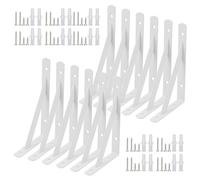 JIAYUET 12 PCS 6 Inch White Shelf Brackets, 150 x 95mm White Wall Shelves Triangle Bracket with Screws, 90 Degree Right Angle Shelf Supports for Floating Shelving