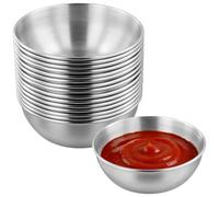 JIAYUET 16 Pack Small Stainless Steel Dipping Bowls, 90ml/3oz Silver Sauce Dishes Condiment Cups for Appetizers, Sushi, and Kitchen Use