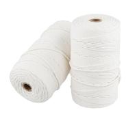 JIAYUET 2 Rolls White Macrame Cotton Cord,3mm x 200m Macrame Rope 4 Strand Twisted Soft Cotton Rope for DIY Crafts
