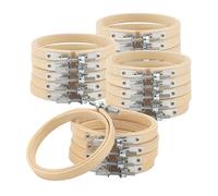 JIAYUET 20 PCS 3 Inch Small Embroidery Hoop, 8cm Mini Bamboo Cross Stitch Ring Circle for Sewing DIY Craft