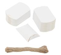 JIAYUET 200 PCS White Pillow Gift Boxes, 9 x 7 x 2.5cm Small Wedding Favour Candy Boxes for DIY Festival Party