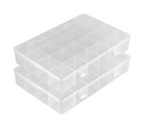 JIAYUET 2PCS 24 Grid Extra Large Clear Plastic Organizer Box with Removable Dividers, Bead Organizer Box Compartment Storage for Jewelry, Beads, Screws, Small Crafts 33.5x22.4x5.7CM
