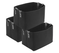 JIAYUET 3 PCS 30 x 20 x 20cm Black Felt Storage Basket, Small Rectangle Foldable Basket Organizer with Handle, Large Open Storage Boxes for Clothing, Towel