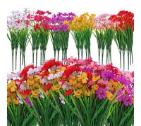 JIAYUET 30 Bundles Artificial Flowers, 6 Colors Realistic Faux Plastic Spring Flowers in Pots for Indoor Outdoor Home Garden Porch Balcony Window Box Decor