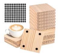 JIAYUET 30 Pack Unfinished Wood Coasters, 4 Inch Square Blank Wooden Coasters for DIY Crafts, Laser Engraving, Home Decoration