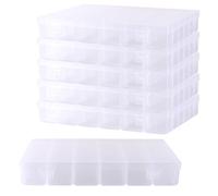 JIAYUET 6 Pack 36 Grids Clear Plastic Storage Box, Bead Storage Box with Adjustable Compartments for Jewellery, Beads, Craft, 27.4 x 17.5 x 4.4 cm