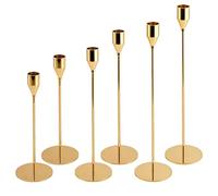 JIAYUET 6 PCS Gold Taper Candle Holders, Candle Stick Holder Fits 3/4 Inch Candles for Wedding Centerpieces, Christmas Table Decor and Dinner Party Lighting