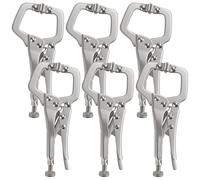 JIAYUET 6PCS 5 Inch Metal Grip Locking C Clamp Pliers with Adjustable Screw and Swivel Pads,Quick Release Welding Pliers for for Woodworking, Welding