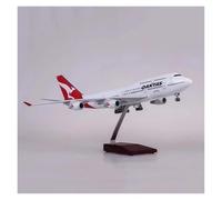 JIAYUNEU 47cm 1/150 For B747 Diecast Resin Airplane Model With Lights And Wheels Desktop Decoration Miniature Hobby Playset(With light)