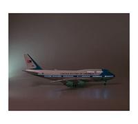 JIAYUNEU Fit For Boeing 747 Air Force One Aviation Model With Lights And Wheels 1 150 Die-Cast Alloy Aircraft Miniature Hobby Playset(B)