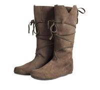 JIAYUTOO 1 Pair Viking Long Boots Medieval Tie Rope PU Leather Knight Boots Renaissance Flat Bottom Cosplay Pirate Leggings Boots (Brown,48)