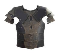 JIAYUTOO Gladiator PU Leather Chest Armor Steampunk Round-Neck Knight Chest Guard Medieval Viking Battle Armour Breastplate for Cosplay (Black)