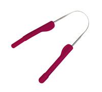 JiBee Tongue Cleaner, Scraper by MyMouth - Stainless Steel with Silicone Handle - Fight Bad Breath (Cerise)