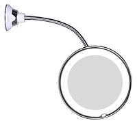 JiBen Flexible Gooseneck LED Lighted 10X Magnifying Makeup Mirror with Power Locking Suction Cup, Bright Diffused Light and 360 Degree Swivel, Portable Cordless Travel & Home Bathroom Vanity Mirror