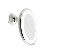 JiBen LED Lighted 10X Magnifying Makeup Mirror with Power Locking Suction Cup, Bright Diffused Light and 360 Degree Rotating Adjustable Arm, Portable Cordless Home and Travel Bathroom Vanity Mirror