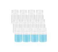 JIBENGAO 1 oz Sample Bottles Wide Mouth Plastic Bottles with Caps, Reusable Translucent PP Sample Containers with Lid for Lab Reagent Liquids Mixing, Storage at Home, Leak Proof, Clear, 12 Pcs