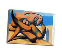 JIBFFDH Pablo Picasso《Figures at the seaside》Canvas Painting for Living Room Home Decoration Canvas Wall Art for Bedroom Wall Decor Framed Wall Art Easy to Hang(76x114cm-30x45inch),Framed