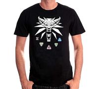 jibi Men's 3 Wild Hunt Medallion & Signs of Witcher T-Shirt L