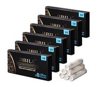 JIBILL 8mm filters with both ceramic caps fit most common 9mm tobacco pipes, 1 box has 10 FD0031 activated carbon filters (60 PCS)