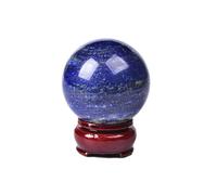 JIC Gem Lapis Lazuli Crystal Sphere Blue Quartz Crystal Ball with Wooden Stand Meditation Balls for Witchcraft and Decorative Balls 50-60mm
