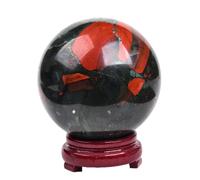 JIC Gem Natural African Blood Stone Ball Healing Divination Gemstone Ball Feng Shui Reiki Aura Desktop Decoration for Home (80-90mm)
