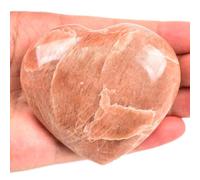 JIC Gem Orange Moonstone Heart Shaped Healing Crystal Large Love Palm Worry Stone Pocket Gemstone with Display Stand Chakra Balancing Chakra Balancing 2.7-3 Inch