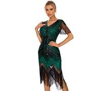 JICAGOM Flapper Dresses 1920s Gatsby Roaring 20s Great 1920 Dress for Women, Green, 8-10