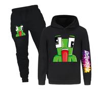 Jicahond Gamer Cartoons Printings Hoodie and Joggers 2pcs Outfits Boys Girls Casual Tracksuits (Black,11-12Y,11 Years,12 Years)