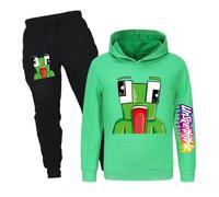 Jicahond Gamer Cartoons Printings Hoodie and Joggers 2pcs Outfits Boys Girls Casual Tracksuits (Green,11-12Y,11 Years,12 Years)