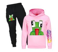 Jicahond Gamer Cartoons Printings Hoodie and Joggers 2pcs Outfits Boys Girls Casual Tracksuits (Pink,9-10Y,9 Years,10 Years)