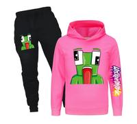 Jicahond Gamer Cartoons Printings Hoodie and Joggers 2pcs Outfits Boys Girls Casual Tracksuits (Rose,9-10Y,9 Years,10 Years)