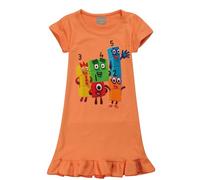Jicahond Number Design Girls Summer Dress Cartoons Printing Pyjamas Casual Nighties for Kids (Orange,2-3Y,2 Years,3 Years)