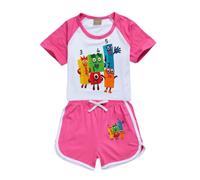 Jicahond Number Prints Outfits for Kids Cartoons Top and Shorts 2pcs Clothing Sets Boys Girls Pyjamas (Rose,5-6Y,5 Years,6 Years)