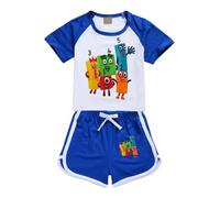 Jicahond Number Prints Outfits for Kids Cartoons Top and Shorts 2pcs Clothing Sets Boys Girls Pyjamas (Blue,11-12Y,11 Years,12 Years)
