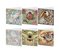 JICFDAO 5D Diamond Painting Cards Animals Pack of 6 Crystal Art Greeting Cards with Envelope Diamond Painting Congratulations Card Birthday Card Handmade Gift Card Farewell Card for Adults Beginners