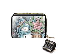 JICFDAO Diamond Painting Card Case with Coin Compartment 11 x 8 cm Diamond Painting Small Purse Women's Credit Card Holder Men's Wallet with Zip Coin Bag in Short Format Christmas Snowman