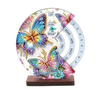 JICFDAO Diamond Painting Rotating Perpetual Calendar 9.5 x 14.9 cm Diamond Painting Desk Calendar Wood Perpetual Calendar Diamond Painting Perpetual Calendar Decor for Time Management Gifts Butterfly