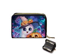 JICFDAO Diamond Painting Small Purse Women's 11 x 8 cm Diamond Painting Card Case with Coin Compartment Credit Card Holder Men's Wallet with Zip Coin Purse Coin Bag Cute Halloween Spirit