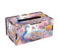 JICFDAO Diamond Painting Tissue Box 22.5 x 12.7 cm Art Deco Multicolor Plastic, Fabric Crystal Art Tissue Dispenser DIY Refillable Housewarming Gift Craft for Home Office Car Decor Peacock
