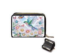 JICFDAO Diamond Painting Wallet Women's 11 x 8 cm Diamond Painting Wallet Men's Card Holder with Coin Compartment Mini Credit Card Holder Wallet with Zip Wallet in Short Format Flowers Birds