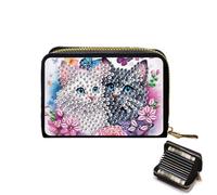 JICFDAO DIY Creative Accordion Card Case 8 x 11 cm 5D Diamond Painting Credit Card Holder Diamond Painting Purse Small Credit Card Holder Coin Bag Wallet for Credit Cards ID Cat