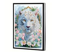 JICFDAO DIY Diary Tiger 14.5 x 21 cm Diamond Painting Notebook A5 Blank Diamond Painting Sketchbook A5 Painting by Numbers Notepad Crystal Art Journal Diary for Plan Writing Learning Gifts